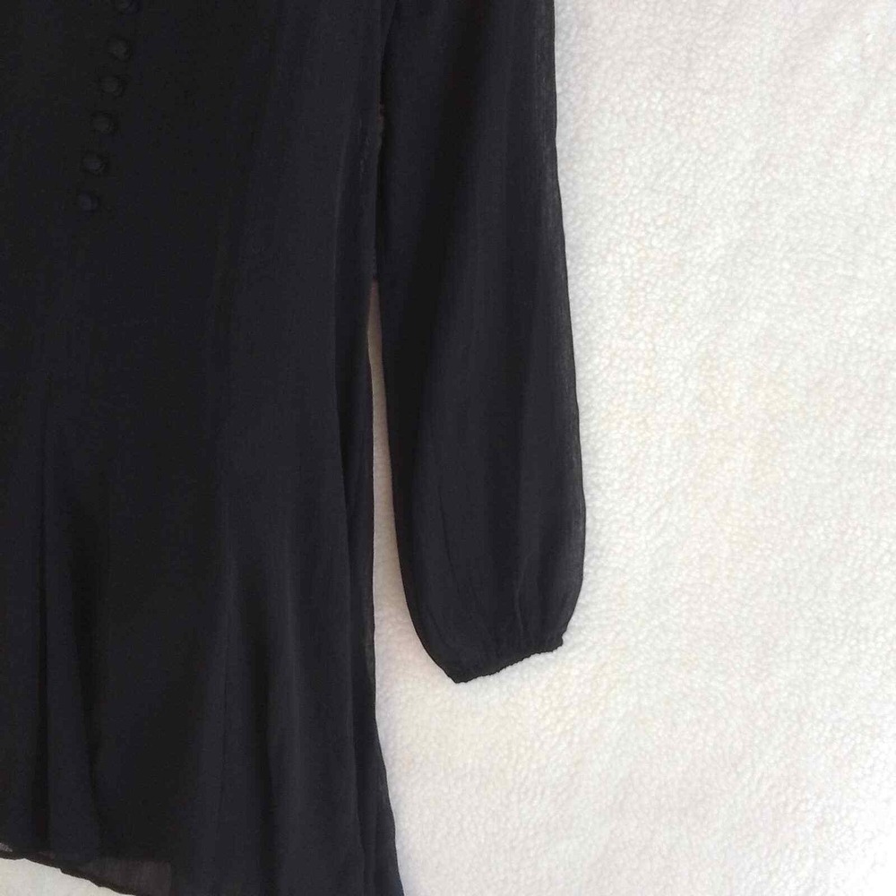 JOIE Chiffon Mini Dress Size Small‎ in Black w/ Balloon Sleeves - Picture 9 of 14